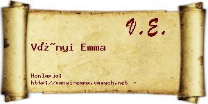 Ványi Emma névjegykártya